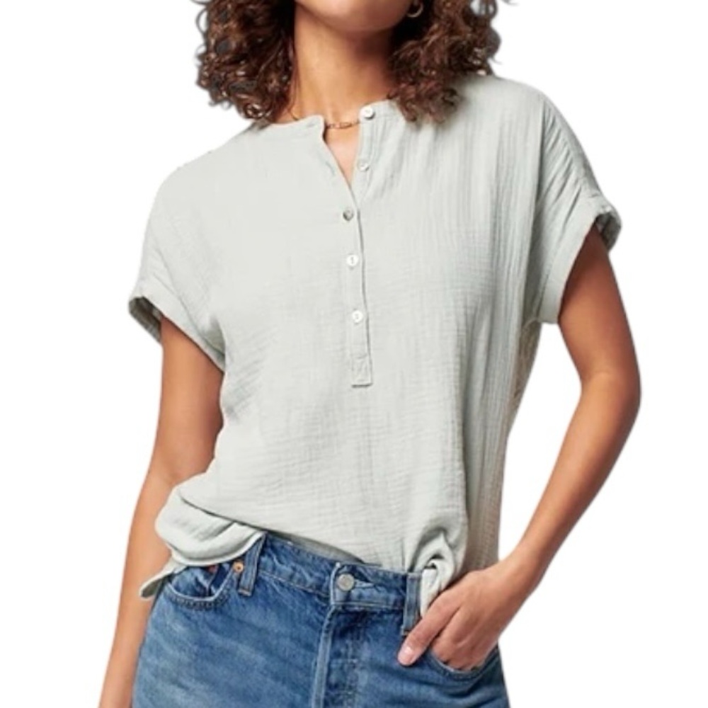 Faherty Desmond Dream Cotton Sage Mint Green Gauze Top - XS